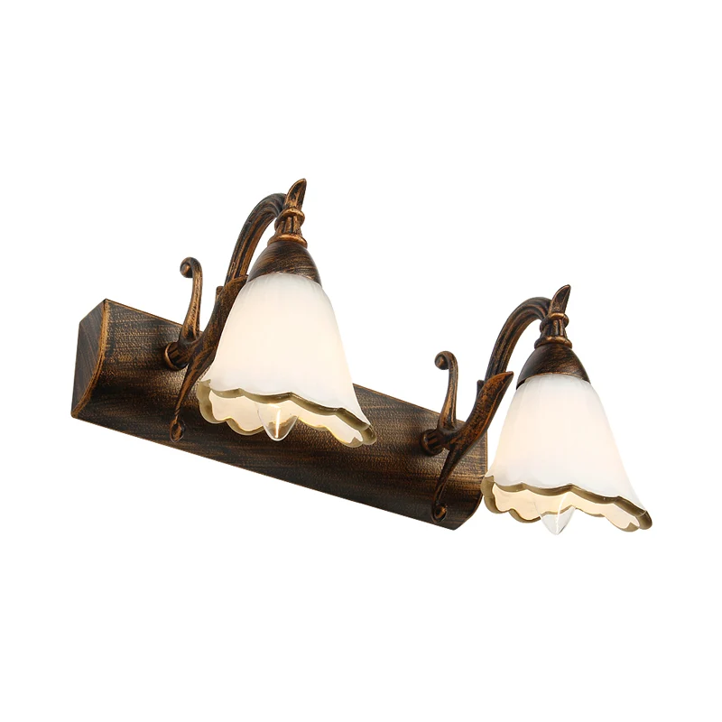 Bloem Badkamer Wandlamp Klassiek Opaal Glas 2/3/4 Lichten Brons/Wit Make-Up Verlichting Clearhalo
