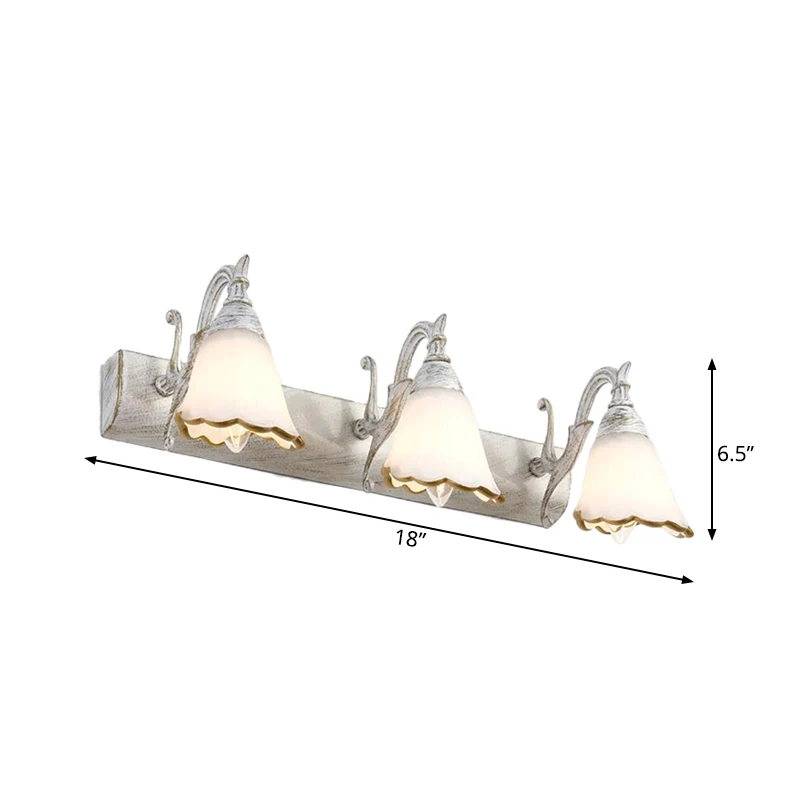 Bloem Badkamer Wandlamp Klassiek Opaal Glas 2/3/4 Lichten Brons/Wit Make-Up Verlichting Clearhalo