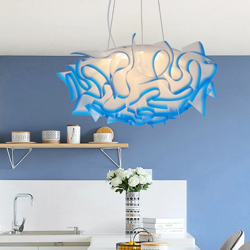 Bloem Design Hanglamp Art Deco Acryl 1 Licht Roze/Oranje/Blauw Plafondhanger voor Eetkamer Clearhalo