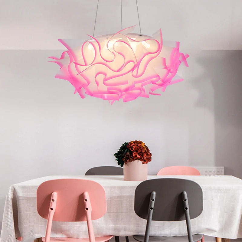 Bloem Design Hanglamp Art Deco Acryl 1 Licht Roze/Oranje/Blauw Plafondhanger voor Eetkamer Clearhalo