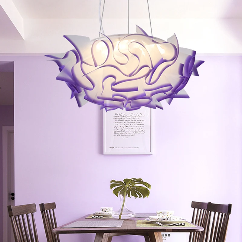 Bloem Design Hanglamp Art Deco Acryl 1 Licht Roze/Oranje/Blauw Plafondhanger voor Eetkamer Clearhalo