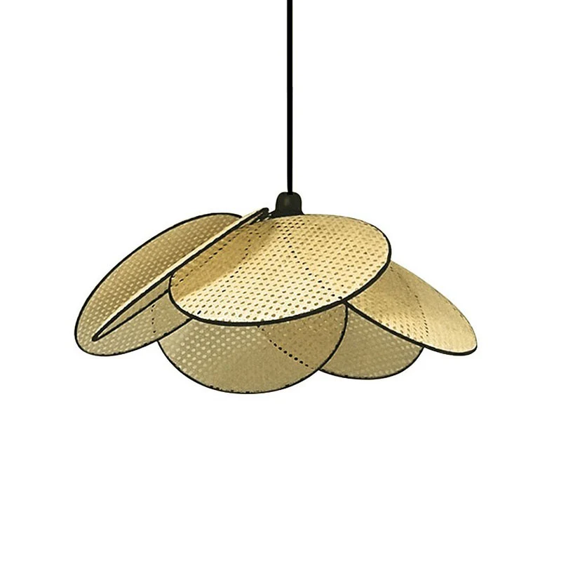 Bloemachtige plafondverlichting Aziatische stijl rotan 1-lamps houten hanglamp voor theesalon Clearhalo