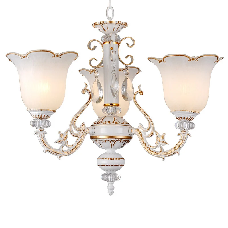 Bloemen eetkamer omhoog/omlaag hanglamp Traditioneel opaalglas 3/5/11-lamps witte kroonluchterlamp Clearhalo
