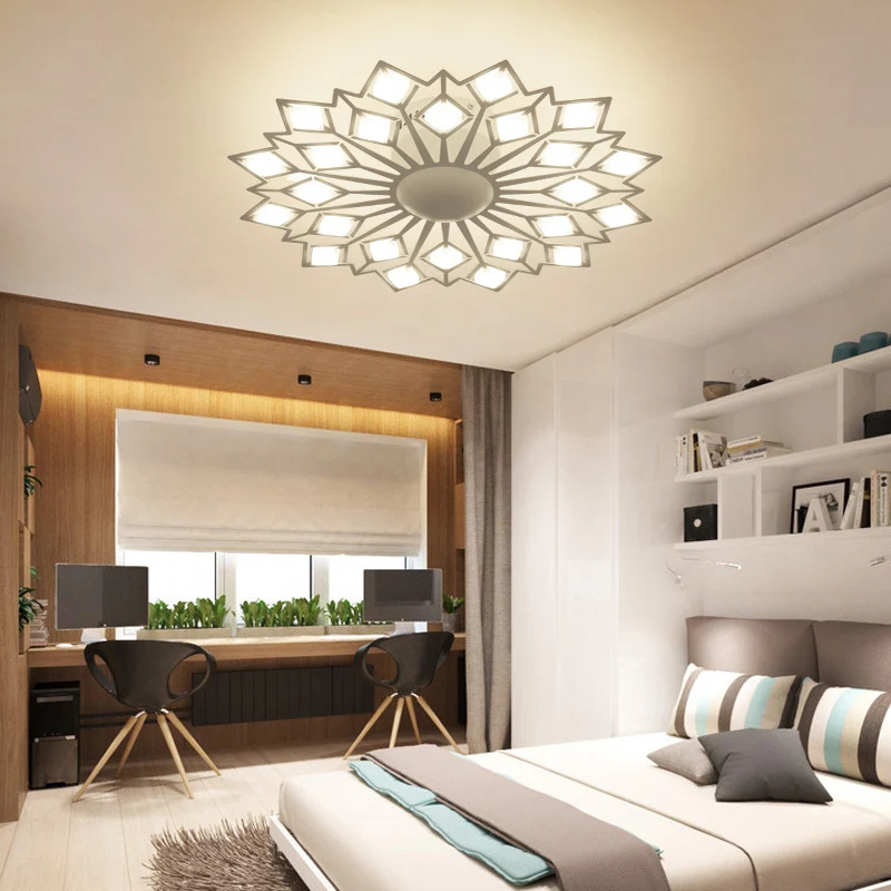 Bloemen inbouwlamp eigentijds metaal zwart/wit LED slaapkamer plafondgemonteerd armatuur Clearhalo