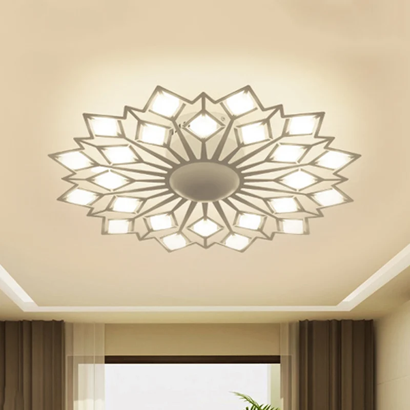 Bloemen inbouwlamp eigentijds metaal zwart/wit LED slaapkamer plafondgemonteerd armatuur Clearhalo