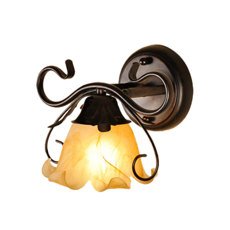 Bloemengele glazen ijdelheid wandkandelaar Moderne stijlvolle 1/2/3-lichts zwarte afwerking wandmontage verlichting Clearhalo