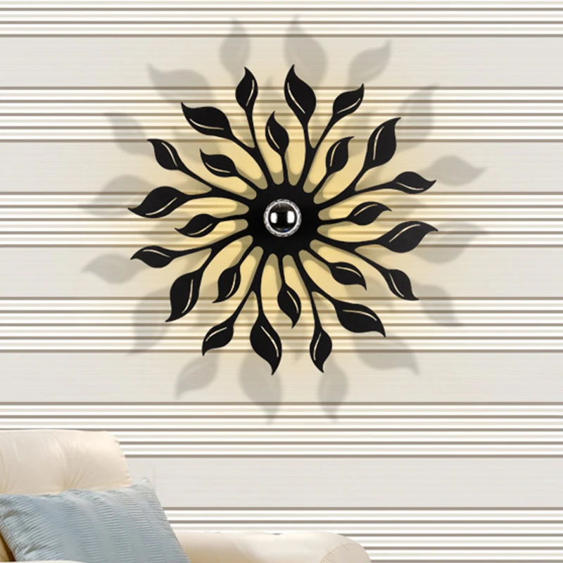 Bloesemwandkandelaar met zwarte afwerking, Scandinavische LED-metalen wandlamp voor woonkamer Clearhalo