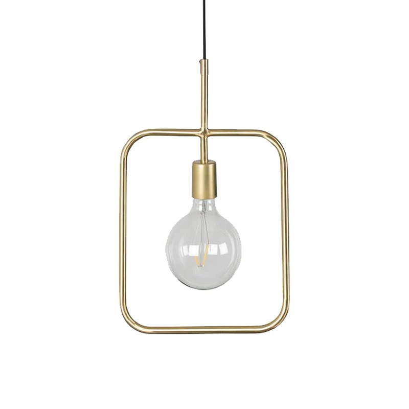 Blootgestelde lamp hanglamp modern metaal 1 licht goud vierkant skelet hangend plafondlicht Clearhalo