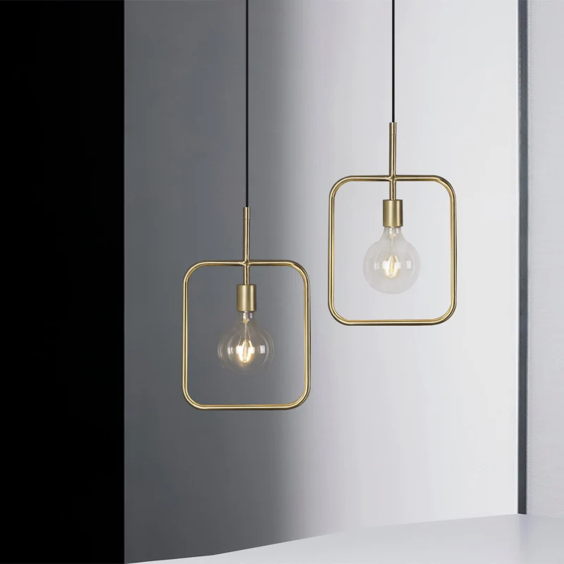 Blootgestelde lamp hanglamp modern metaal 1 licht goud vierkant skelet hangend plafondlicht Clearhalo