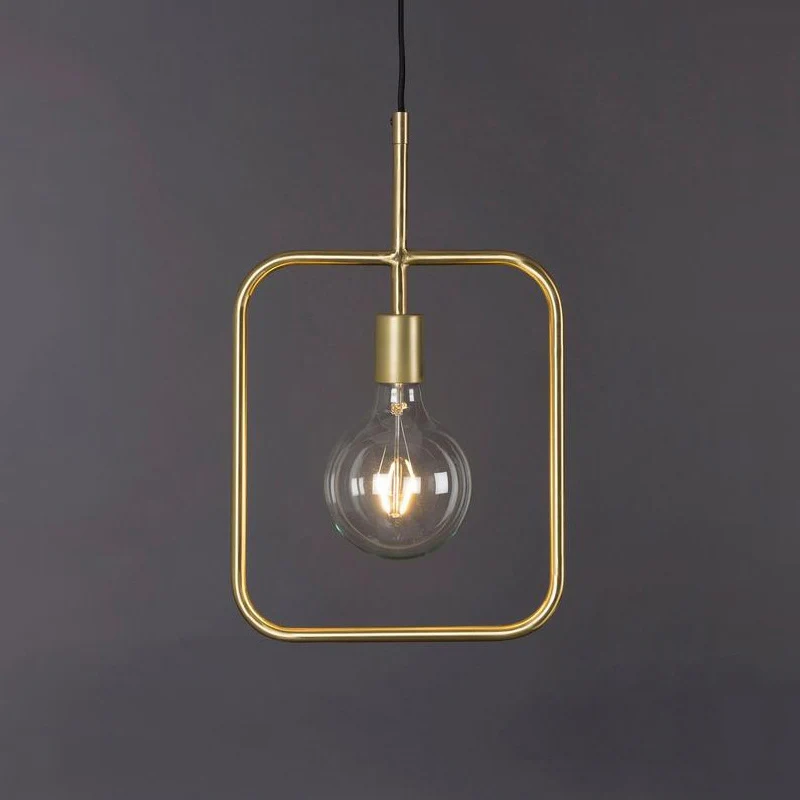 Blootgestelde lamp hanglamp modern metaal 1 licht goud vierkant skelet hangend plafondlicht Clearhalo