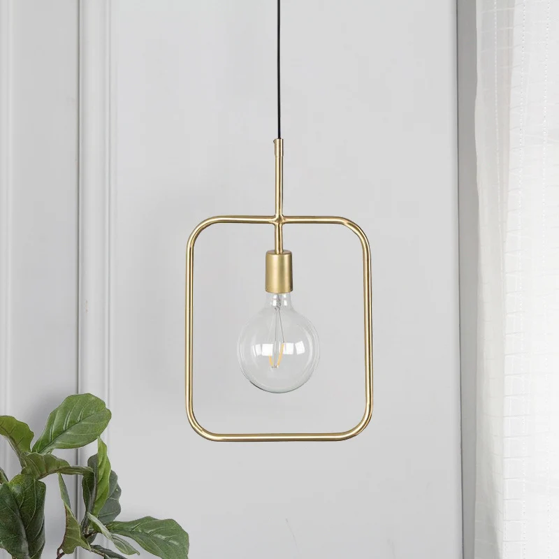 Blootgestelde lamp hanglamp modern metaal 1 licht goud vierkant skelet hangend plafondlicht Clearhalo
