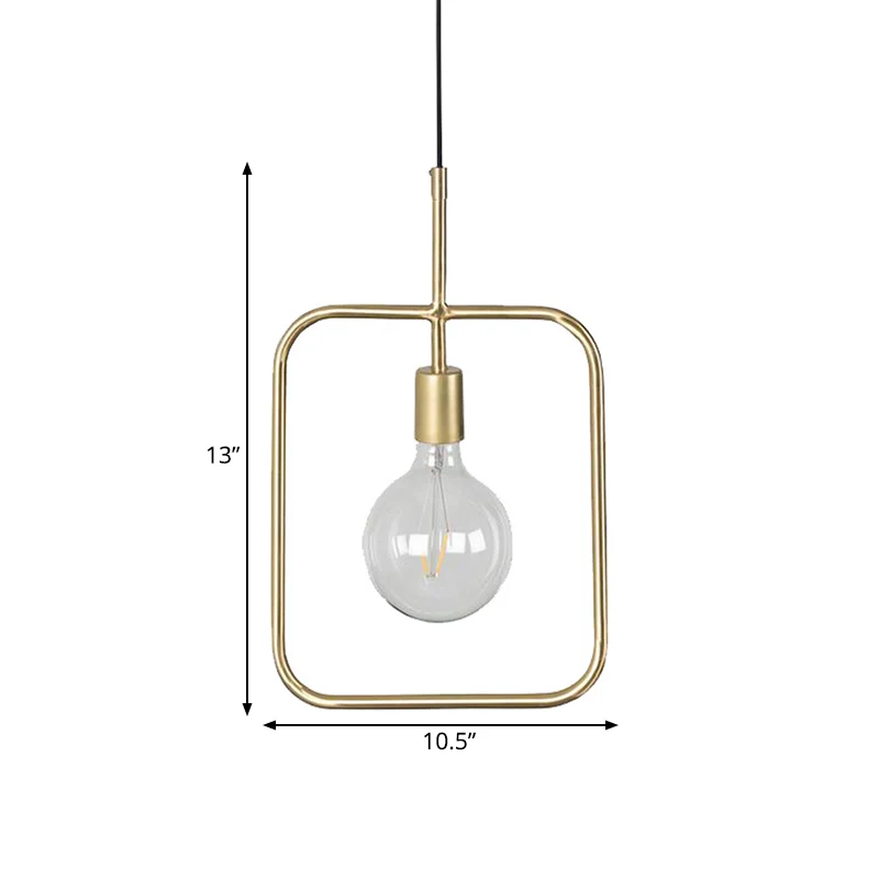 Blootgestelde lamp hanglamp modern metaal 1 licht goud vierkant skelet hangend plafondlicht Clearhalo