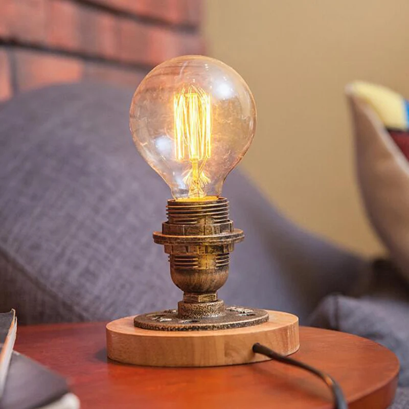 Blootgestelde lamp Metaal Nachtlampje Industriële stijl 1 hoofd Nachtkastje Licht brons Clearhalo