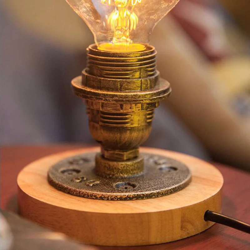 Blootgestelde lamp Metaal Nachtlampje Industriële stijl 1 hoofd Nachtkastje Licht brons Clearhalo