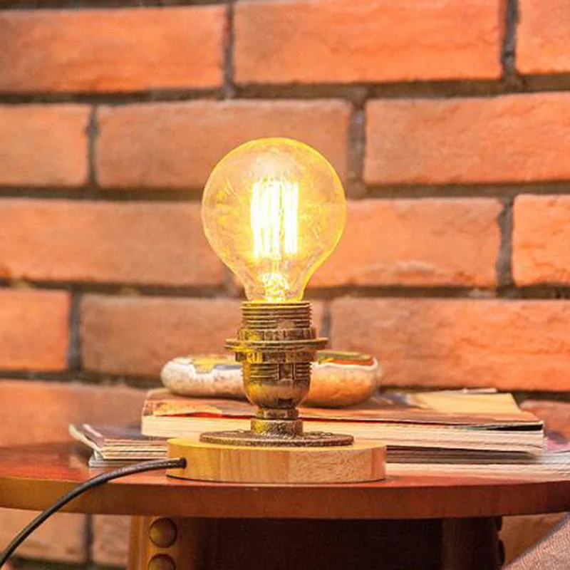 Blootgestelde lamp Metaal Nachtlampje Industriële stijl 1 hoofd Nachtkastje Licht brons Clearhalo