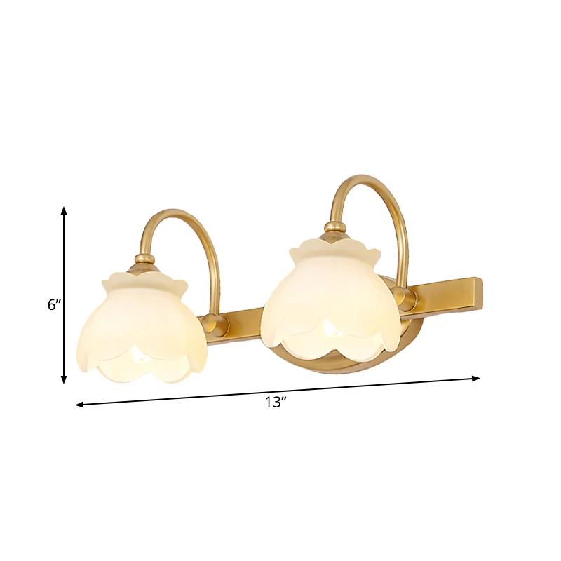 Blossom Badkamerijdelheidsspiegellicht Traditionele metalen LED 2/3/4 koppen Messing wandgemonteerde lamp Clearhalo