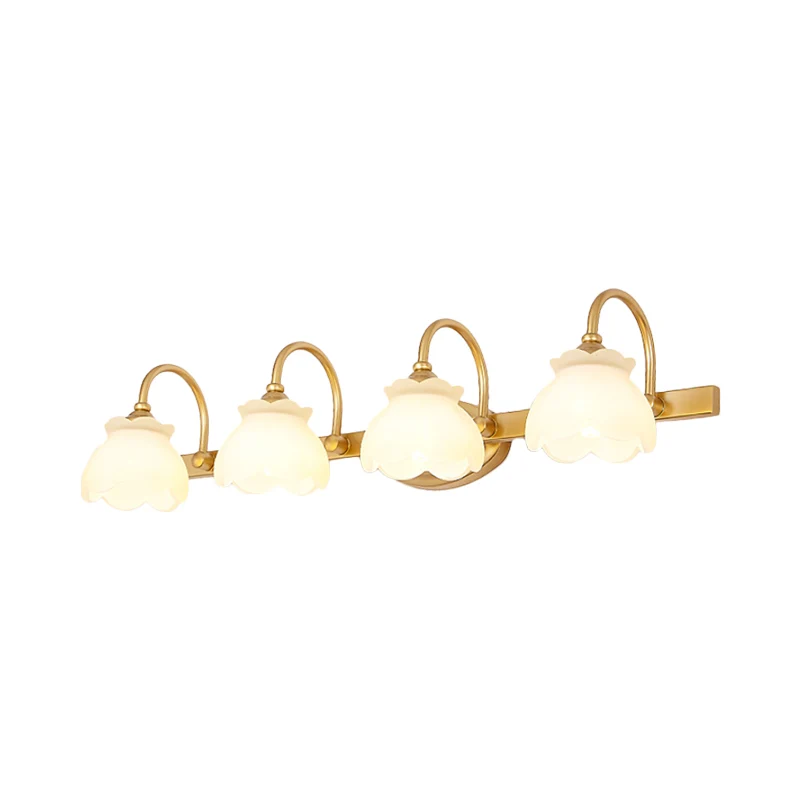 Blossom Badkamerijdelheidsspiegellicht Traditionele metalen LED 2/3/4 koppen Messing wandgemonteerde lamp Clearhalo