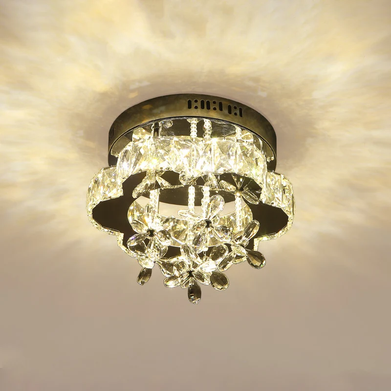Blossom plafondgemonteerd armatuur modern gefacetteerd kristal LED chroom semi-inbouwlicht, 12"/18" breed Clearhalo