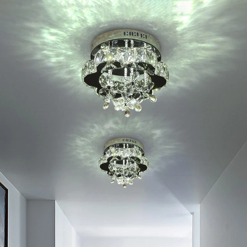 Blossom plafondgemonteerd armatuur modern gefacetteerd kristal LED chroom semi-inbouwlicht, 12"/18" breed Clearhalo