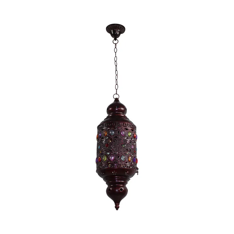 Boheemse cilinder plafond hanglamp 1 lamp metalen hanglamp koper voor slaapkamer, 6"/6.5"/7" breedte Clearhalo