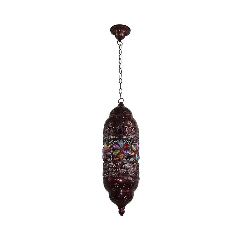 Boheemse cilinder plafond hanglamp 1 lamp metalen hanglamp koper voor slaapkamer, 6"/6.5"/7" breedte Clearhalo