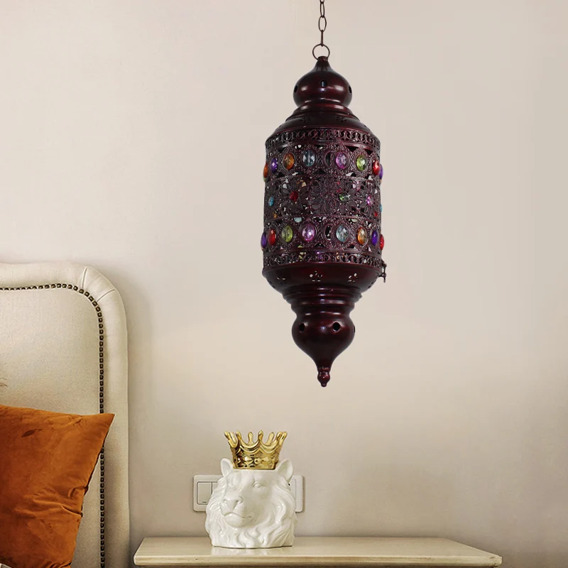 Boheemse cilinder plafond hanglamp 1 lamp metalen hanglamp koper voor slaapkamer, 6"/6.5"/7" breedte Clearhalo