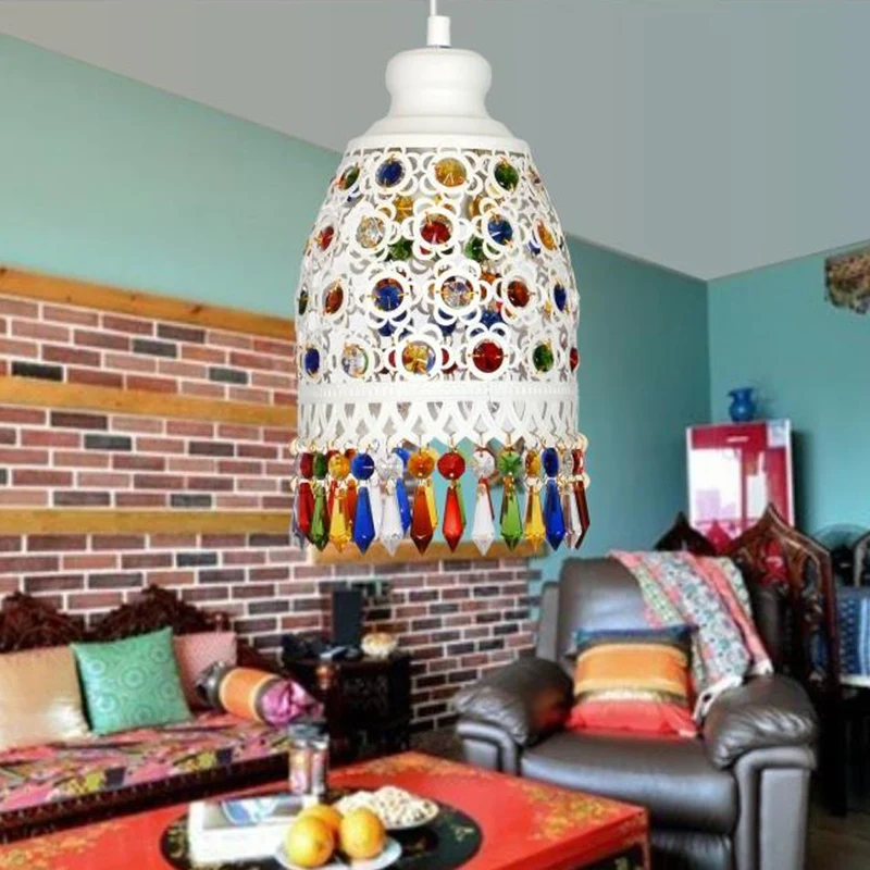 Boheemse koepel hanglamp 1 licht metalen hangende plafondlamp wit voor woonkamer Clearhalo