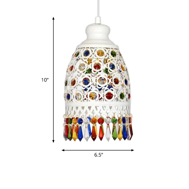 Boheemse koepel hanglamp 1 licht metalen hangende plafondlamp wit voor woonkamer Clearhalo