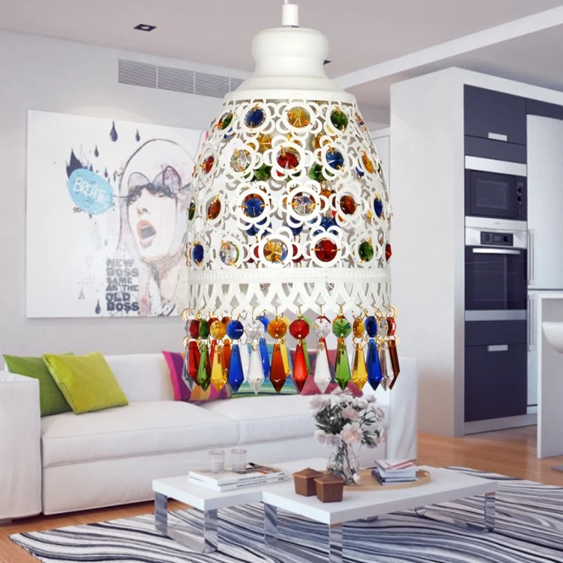 Boheemse koepel hanglamp 1 licht metalen hangende plafondlamp wit voor woonkamer Clearhalo