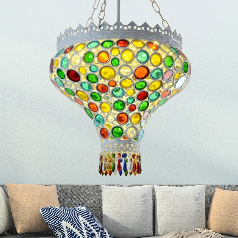 Boheemse uienhanglamp 1 lichte metalen druppelhanger wit voor restaurant Clearhalo