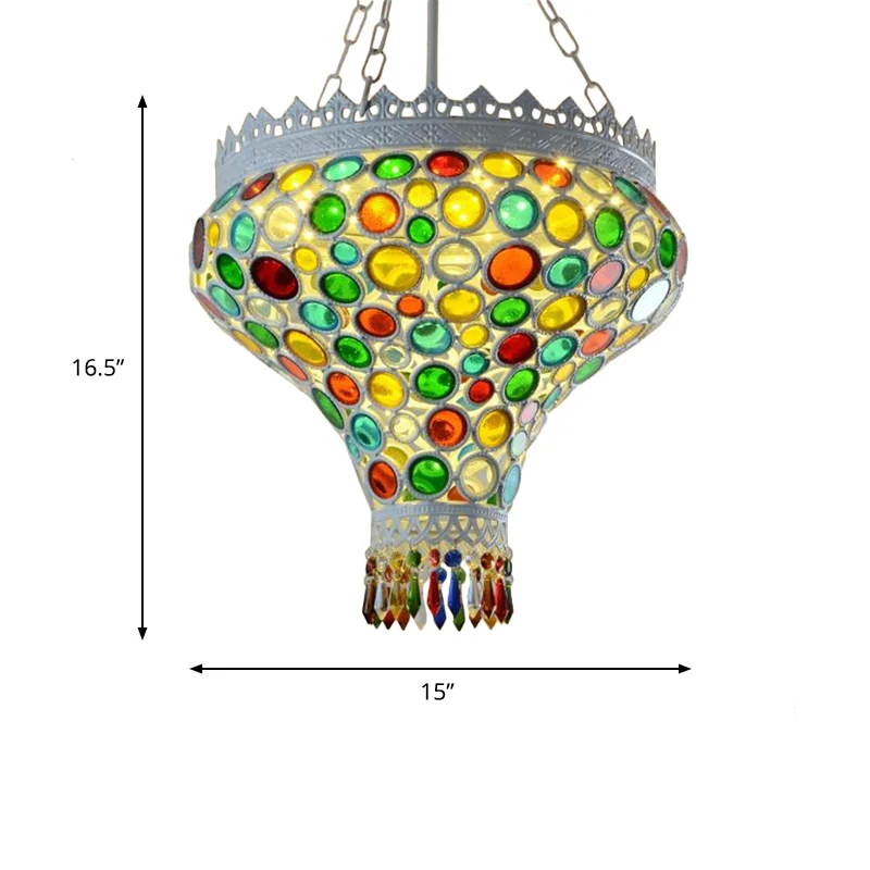 Boheemse uienhanglamp 1 lichte metalen druppelhanger wit voor restaurant Clearhalo