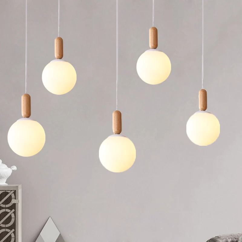 Bol Keuken Hanglamp Wit/Cognac Glas 1 Licht Minimalistische Hanglamp met Capsule Houten Greep Clearhalo