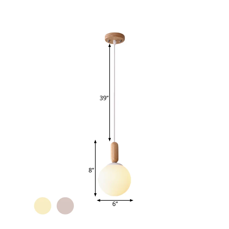Bol Keuken Hanglamp Wit/Cognac Glas 1 Licht Minimalistische Hanglamp met Capsule Houten Greep Clearhalo