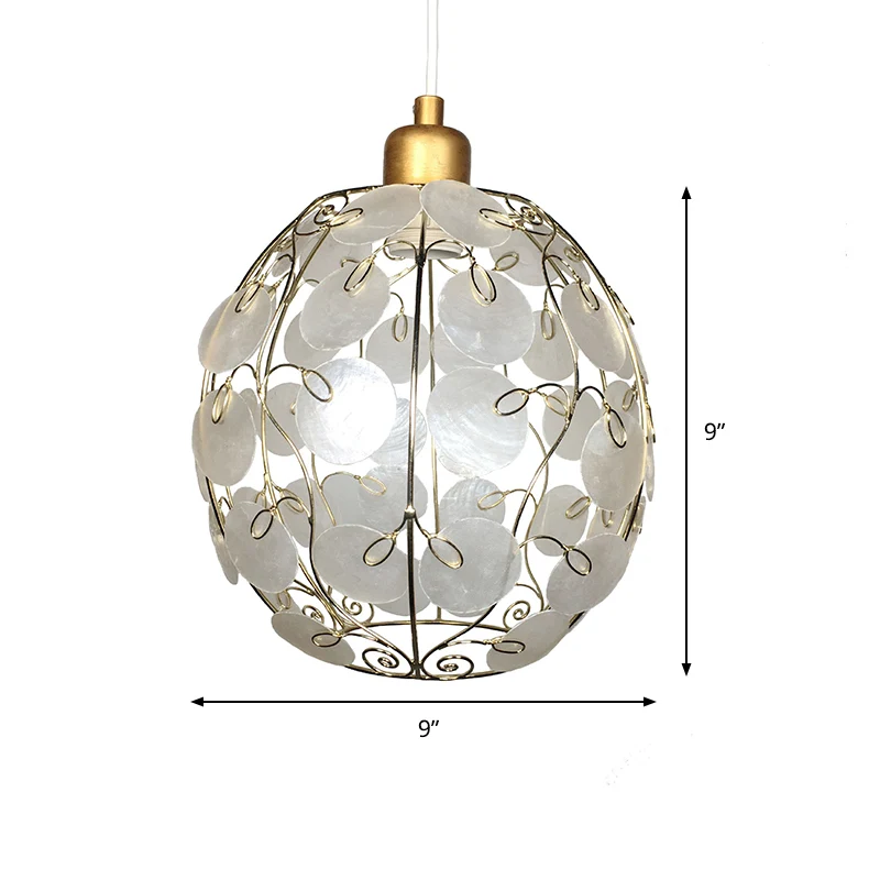 Bol Shell Hangende hanglamp Eigentijds 1-lichts witte plafondlamp gouden afwerking Clearhalo