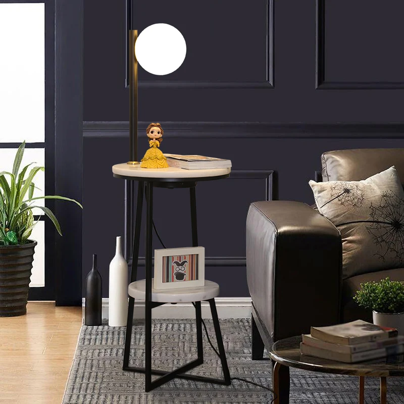 Bol woonkamer vloerlamp opaalglas Single Simplicity staande lamp met 2-laags marmeren plank zwart Clearhalo