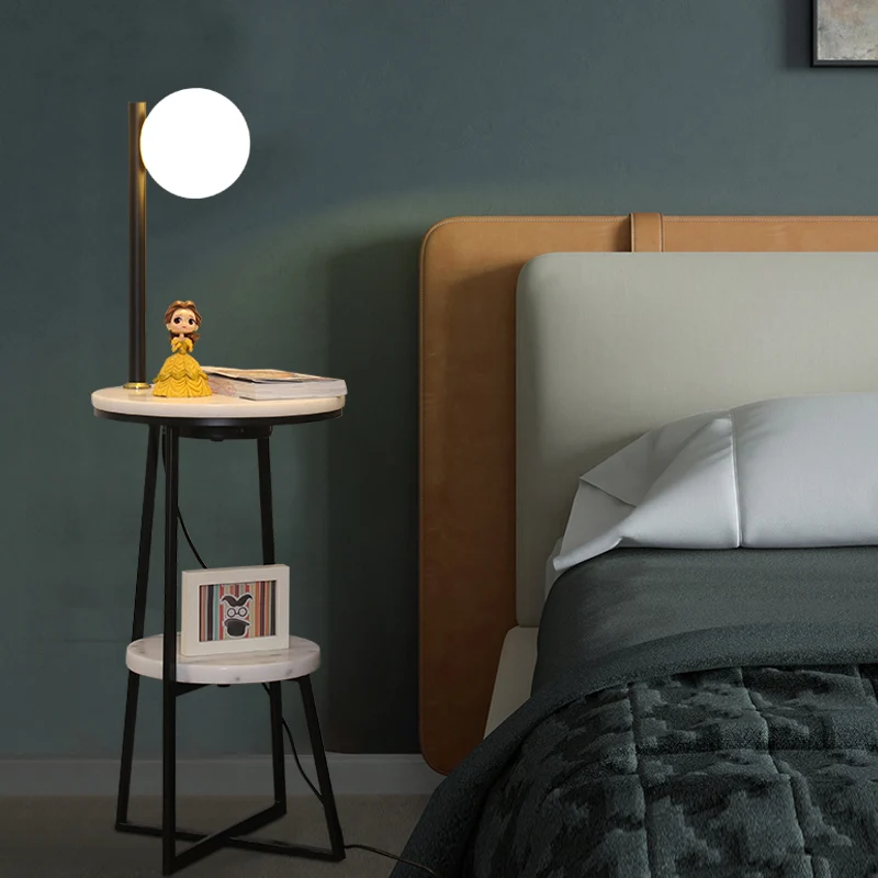 Bol woonkamer vloerlamp opaalglas Single Simplicity staande lamp met 2-laags marmeren plank zwart Clearhalo