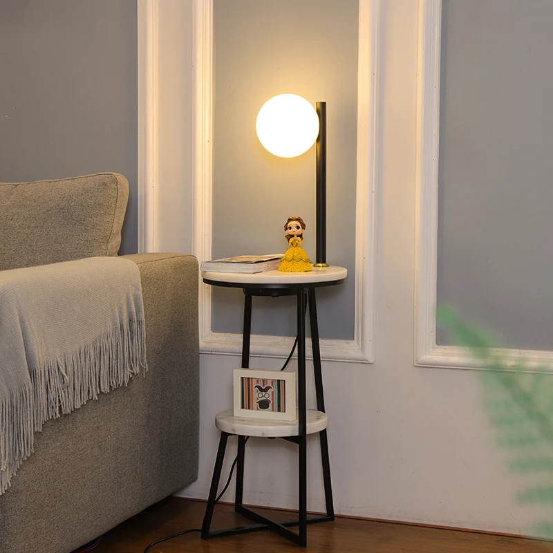 Bol woonkamer vloerlamp opaalglas Single Simplicity staande lamp met 2-laags marmeren plank zwart Clearhalo