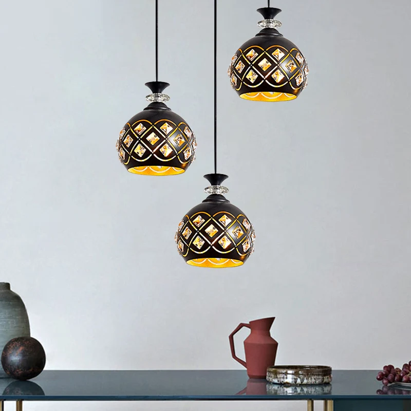 Bol/Ovaal/Waterdruppel Clusterhanger Modernistisch Metallic 3-kops Eetkamer Pendellicht zwart Clearhalo