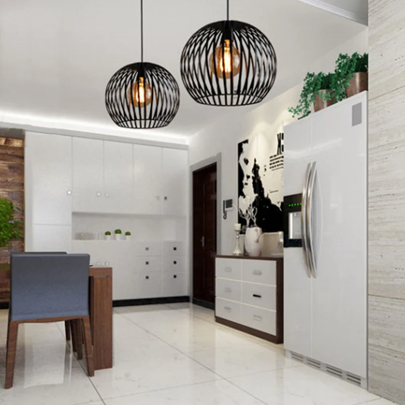 Bolvormige Hangende Verlichting Hedendaags Metaal 7"/12"/14" Breed 1 Kop Zwart/Wit Plafond Hanglamp Clearhalo