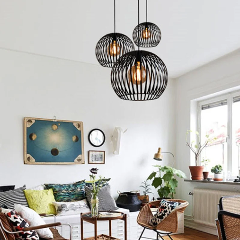 Bolvormige Hangende Verlichting Hedendaags Metaal 7"/12"/14" Breed 1 Kop Zwart/Wit Plafond Hanglamp Clearhalo