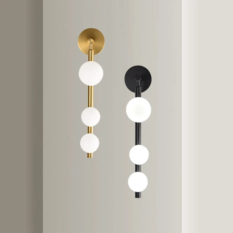 Bolvormige ijdelheid wandlamp moderne luxe stijl glas 3 lichts ijdelheid licht Clearhalo