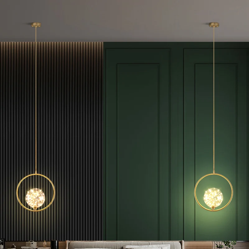 Bolvormige plafondlamp Eenvoud Helderglazen slaapkamer LED hangende hanglamp messing Clearhalo