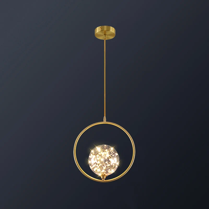 Bolvormige plafondlamp Eenvoud Helderglazen slaapkamer LED hangende hanglamp messing Clearhalo