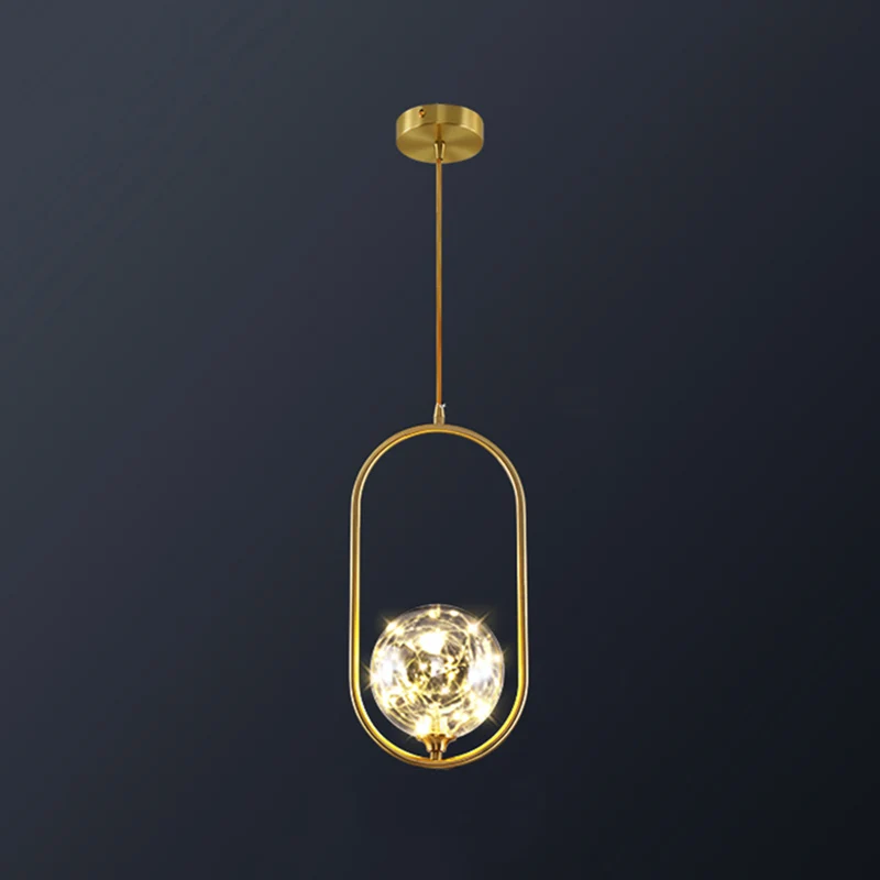 Bolvormige plafondlamp Eenvoud Helderglazen slaapkamer LED hangende hanglamp messing Clearhalo