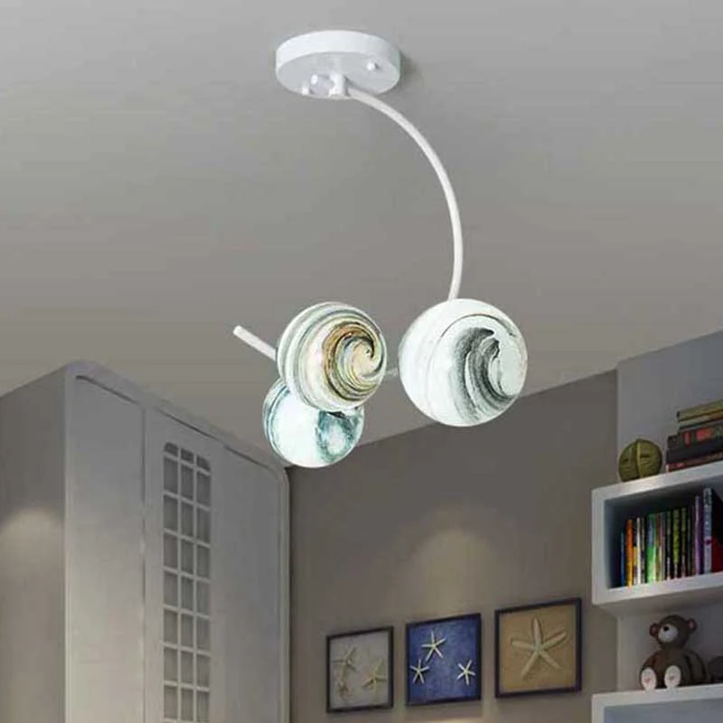Bolvormige plafondlamp modernisme handgeblazen glas 3/5 lichts semi-inbouwverlichting zwart/wit Clearhalo