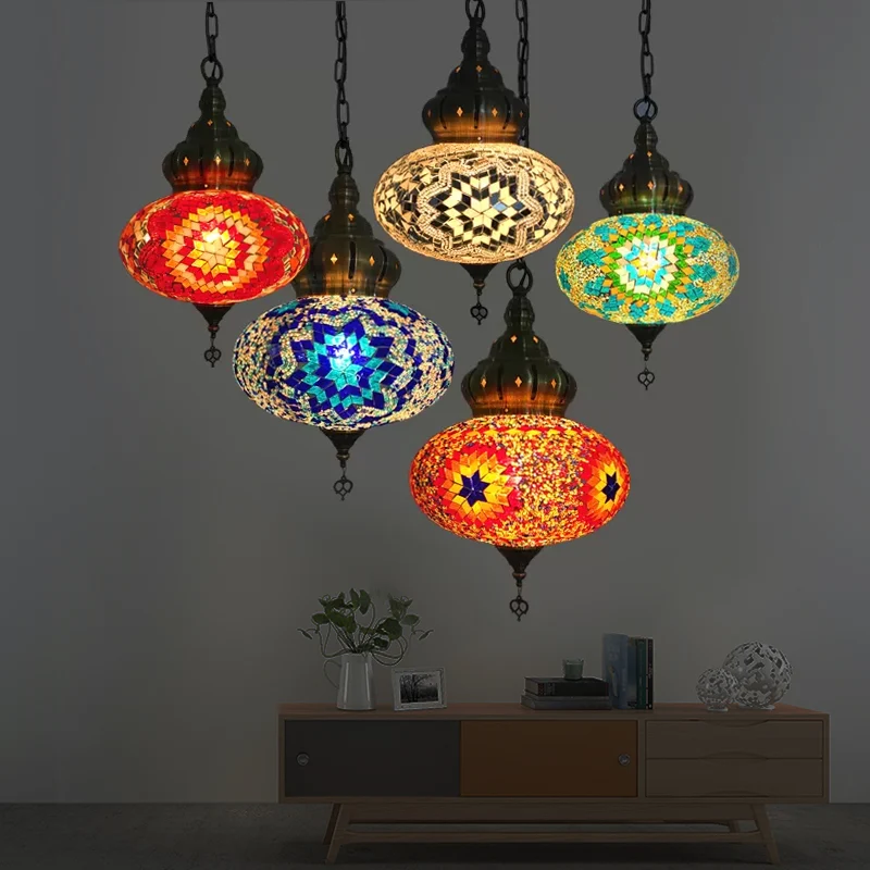 Bolvormige plafondlamp vintage wit/rood/blauw glas 1/5 lampen hanglamp voor koffiehuis Clearhalo