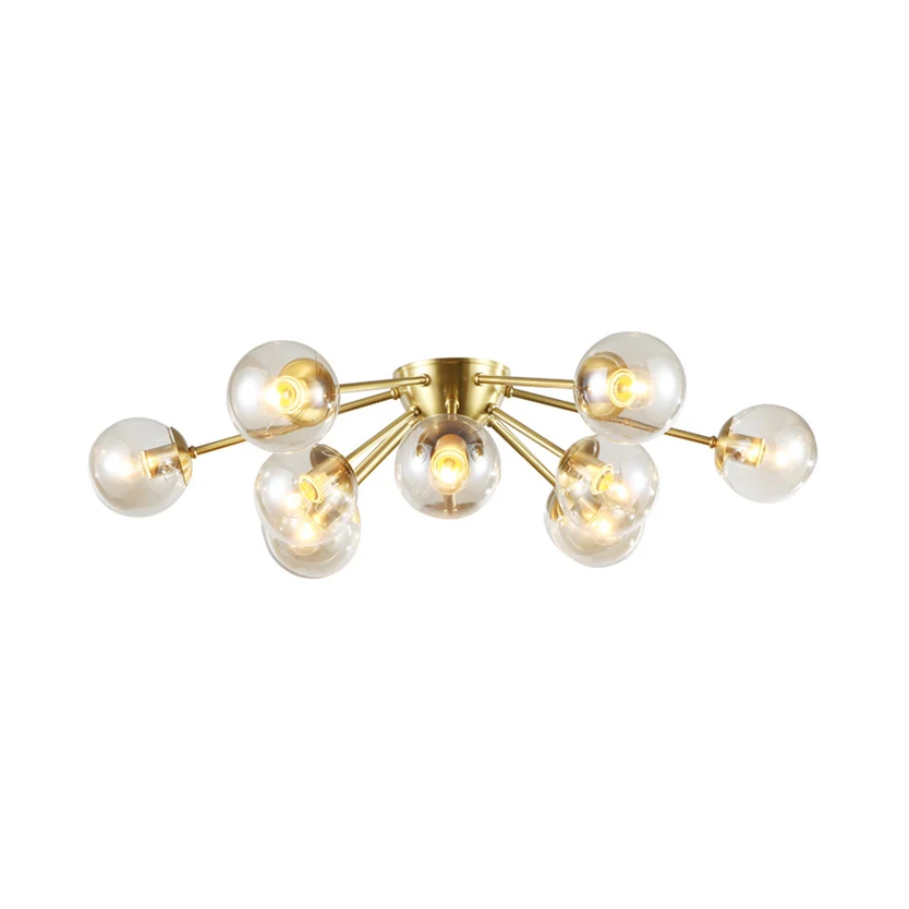 Bolvormige semi-inbouwlamp van helder glas, moderne multi-verlichting, messing semi-inbouwlamp met Starburst-ontwerp Clear...