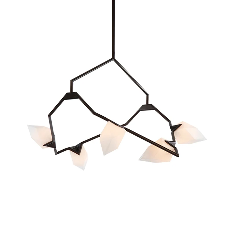 Boomtak plafond hanglamp modern melkglas 5/8 lampen eetkamer hanglamp zwart/goud Clearhalo
