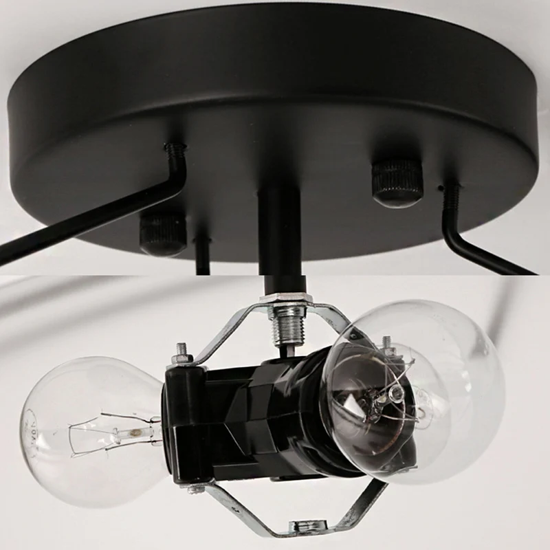 Bowl matglas semi-inbouw traditioneel 3-lichts gangplafondlamp zwart Clearhalo