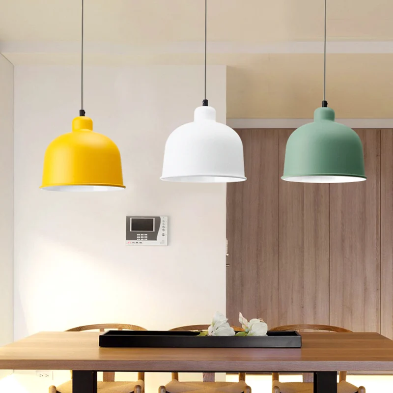 Bowl Shade Hanglamp Macaron-stijl aluminium hanglamp met enkele kop voor restaurant Clearhalo